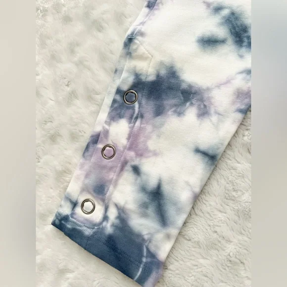 NWT- MONROW Midnight Iris Active Sweatpants Legging Two Tone Crystal Tie Dye - Picture 8 of 16